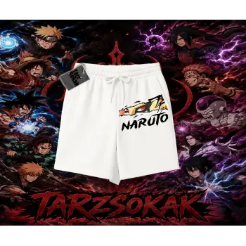 Naruto Uzumaki Premium Anime Unisex Şort Beyaz