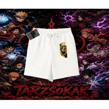 Naruto Uzumaki Premium Anime Unisex Şort Beyaz