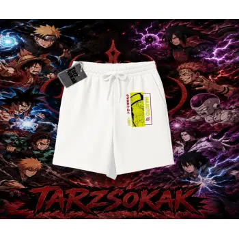 Naruto Uzumaki Premium Anime Unisex Şort Beyaz