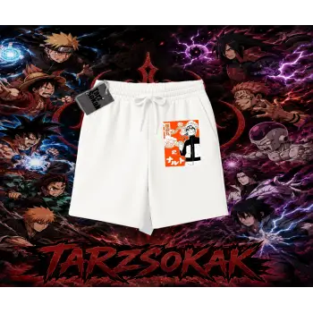 Naruto Uzumaki Premium Anime Unisex Şort Beyaz