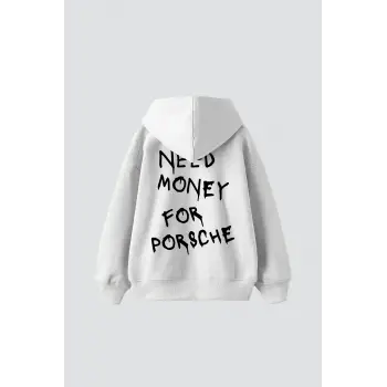 Need Money for Porsche Baskılı Oversize Unisex Beyaz