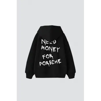 Need Money for Porsche Baskılı Oversize Unisex Siyah