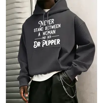 Never Stand Between A Woman Desenli Erkek Basic Kapüşonlu Üst Günlük 14 Renk Sweatshirt Polar