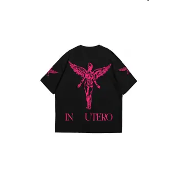 Nirvana In Utero Pembe Baskılı Oversize Unisex Siyah