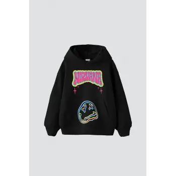 Nirvana Smile Baskılı Oversize Unisex Siyah