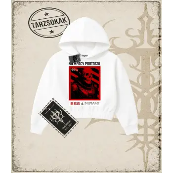 NOMERCYPROTOCOL Kadın Crop Kapşonlu Sweatshirt