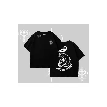 Not Lazy Saving My Spirit Kedi Baskılı Oversize Tshirt