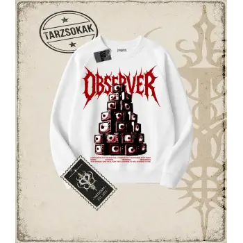 OBSERVER Oversize Unisex Bisiklet Yaka Sweatshirt