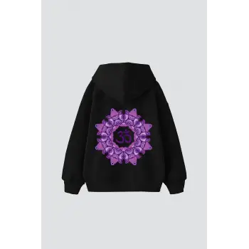 Om Baskılı Unisex Oversize Siyah