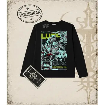 One Piece Anime Karakterleri  Biskilet Yaka  Long Sleeve Beyaz