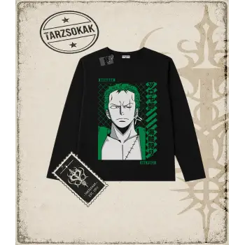 One Piece Anime Karakterleri  Biskilet Yaka  Long Sleeve Beyaz