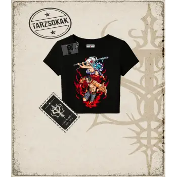 One Piece Anime Karakterleri  Kadın Baby Tee Beyaz