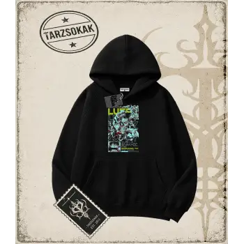 One Piece Anime Karakterleri  Oversize Unisex Kapşonlu Sweatshirt Beyaz