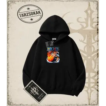 One Piece Anime Karakterleri  Oversize Unisex Kapşonlu Sweatshirt Beyaz
