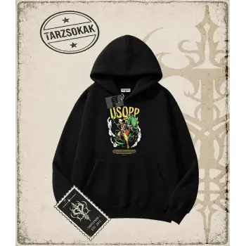 One Piece Anime Karakterleri  Oversize Unisex Kapşonlu Sweatshirt Beyaz