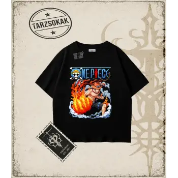One Piece Anime Karakterleri Oversize Unisex Tişört Beyaz