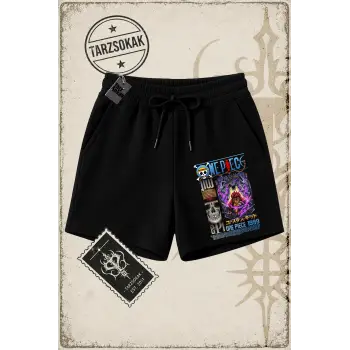 One Piece Anime Karakterleri  Unisex Şort Beyaz
