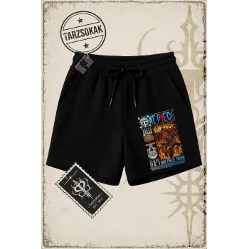 One Piece Anime Karakterleri  Unisex Şort Beyaz