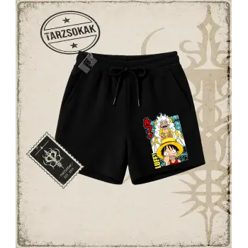 One Piece Anime Karakterleri Unisex Şort Beyaz