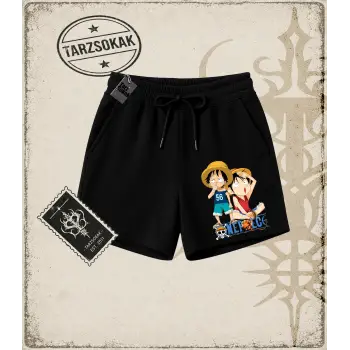 One Piece Anime Karakterleri Unisex Şort Beyaz