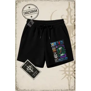 One Piece Anime Karakterleri  Unisex Şort Beyaz