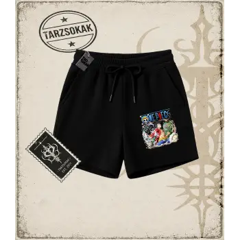 One Piece Anime Karakterleri Unisex Şort Beyaz