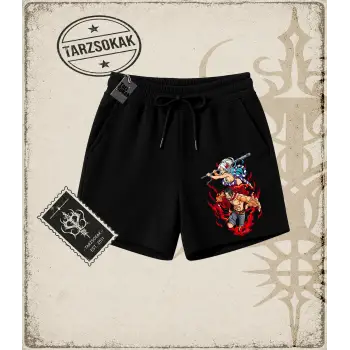 One Piece Anime Karakterleri  Unisex Şort Beyaz