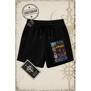 One Piece Anime Karakterleri  Unisex Şort Beyaz