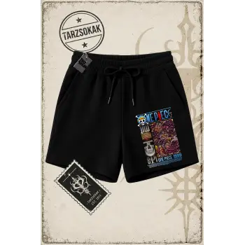 One Piece Anime Karakterleri  Unisex Şort Beyaz