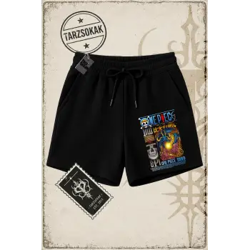 One Piece Anime Karakterleri  Unisex Şort Beyaz
