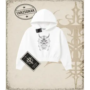 ONI  Kadın Crop Kapşonlu Sweatshirt