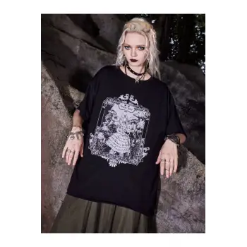 Orman Perisi Forest Fairy Baskılı Gothic Oversize
