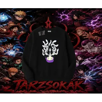 Orochimaru Naruto Anime Karakter Oversize Unisex Bisiklet Yaka Sweatshirt Beyaz