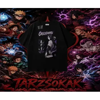 Orochimaru Naruto Anime Karakter Oversize Unisex Tişört Beyaz