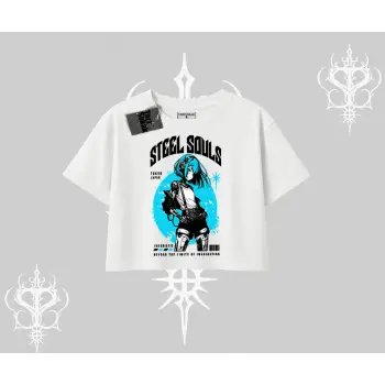 Oversize Crop Tshirt Anime Cyberpunk Kız Baskılı