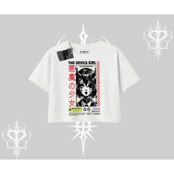 Oversize Crop Tshirt Anime Devils Girl Japanese Style Baskılı