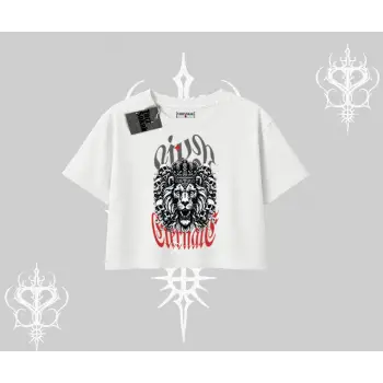 Oversize Crop Tshirt Crowned Lion Rock Authority Myth