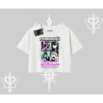 Oversize Crop Tshirt Fearless Soul Anime Kolaj Baskılı