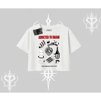 Oversize Crop Tshirt Japon Mutfağı Umami Temalı Baskılı