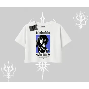 Oversize Crop Tshirt Oversize Anime Kız Baskılı