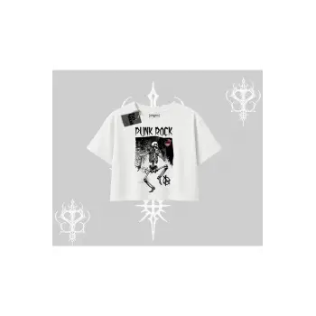 Oversize Crop Tshirt Punk Rock Chaos Skeleton Riot