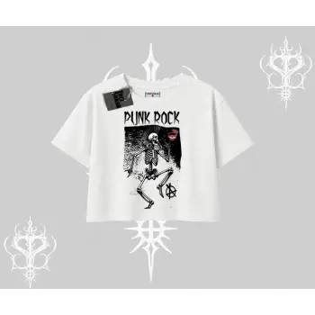 Oversize Crop Tshirt Punk Rock Chaos Skeleton Riot