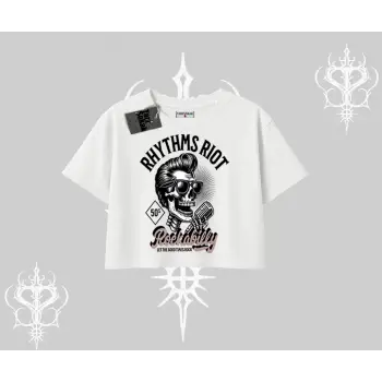 Oversize Crop Tshirt Rhythms Riot Vintage Rockabilly Skull Street Aesthetic