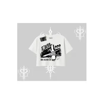 Oversize Crop Tshirt Skull Impact Bone Chilling Street Icon