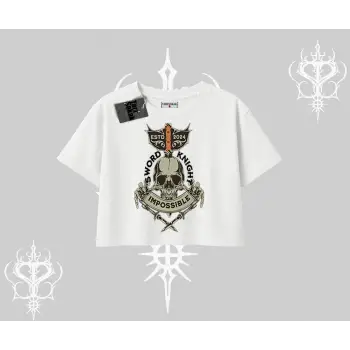 Oversize Crop Tshirt Sword Knight Skull Impossible Street Creed