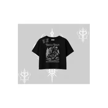 Oversize Crop Tshirt Throttle Therapy No Brakes Just Freedom