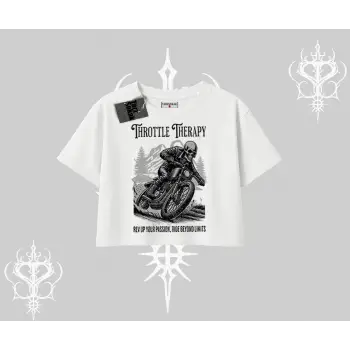 Oversize Crop Tshirt Throttle Therapy No Brakes Just Freedom