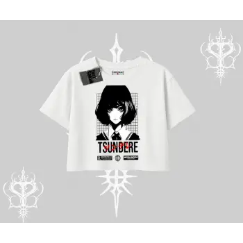 Oversize Crop Tshirt Tsundere Anime Japanese Style Baskılı
