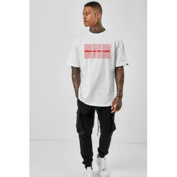 Oversize Error Baskılı Beyaz Tshirt NRAGE66