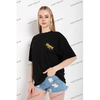 Oversize Fit Pamuklu Kısa Kollu Basic